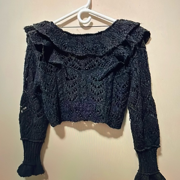 28. Free People Avery Cardi Knit Ruffle Cropped Cardigan NWT XS - Picture 2 of 4